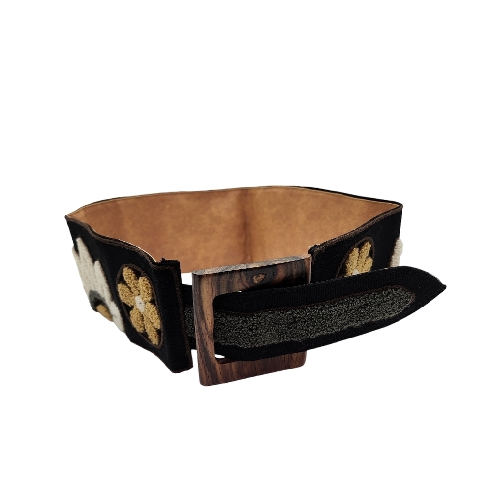 Women's Floral Design Hook And Loop Textile Belt